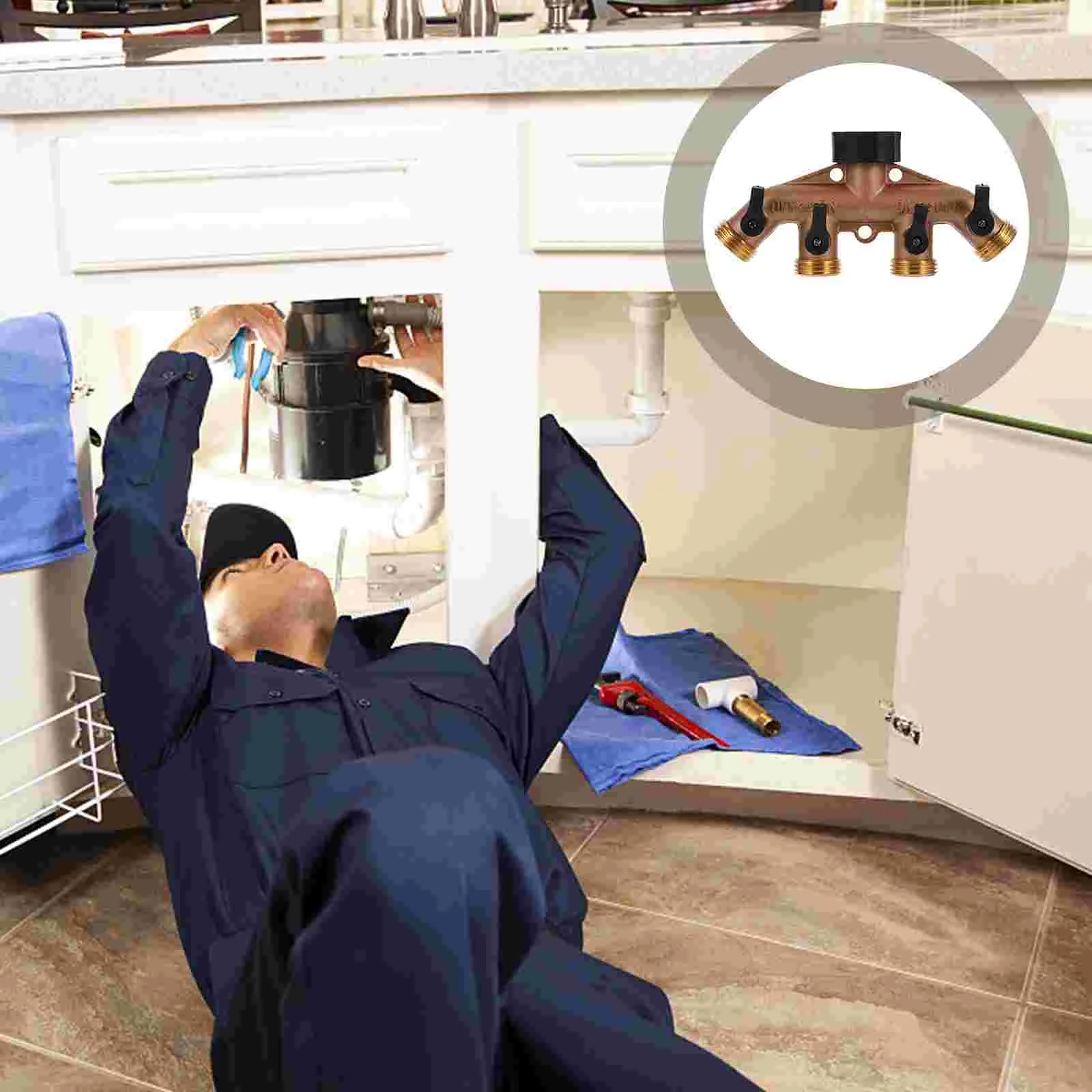 

Hose Garden Brass Splitter 4 Way Tap Adapter Connector Water Fittings Handle Pipe Splitter Manifold Connectors Wheel Handles