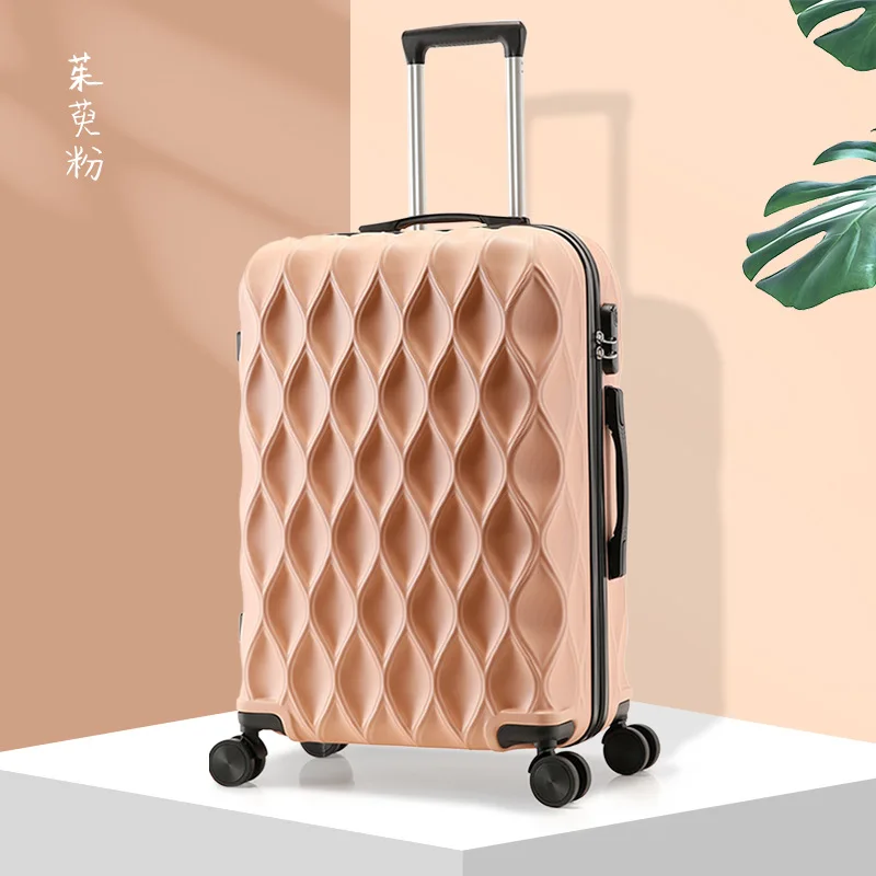 New Suitcase Men Women Travel Password Box Abroad Trolley Case Business Trip Universal Wheel Leather Case Bird's Nest Pattern
