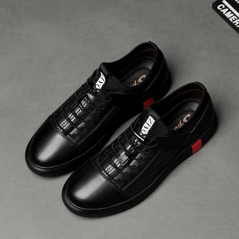 Кеды мужские из натуральной кожи дышащие кроссовки для бега прогулок летняя