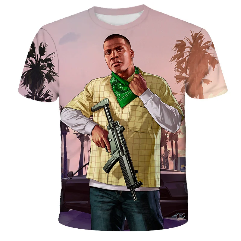 Футболка Grand Theft Auto Games GTA 5 для мальчиков летняя мужская футболка с 3D-принтом GTA5
