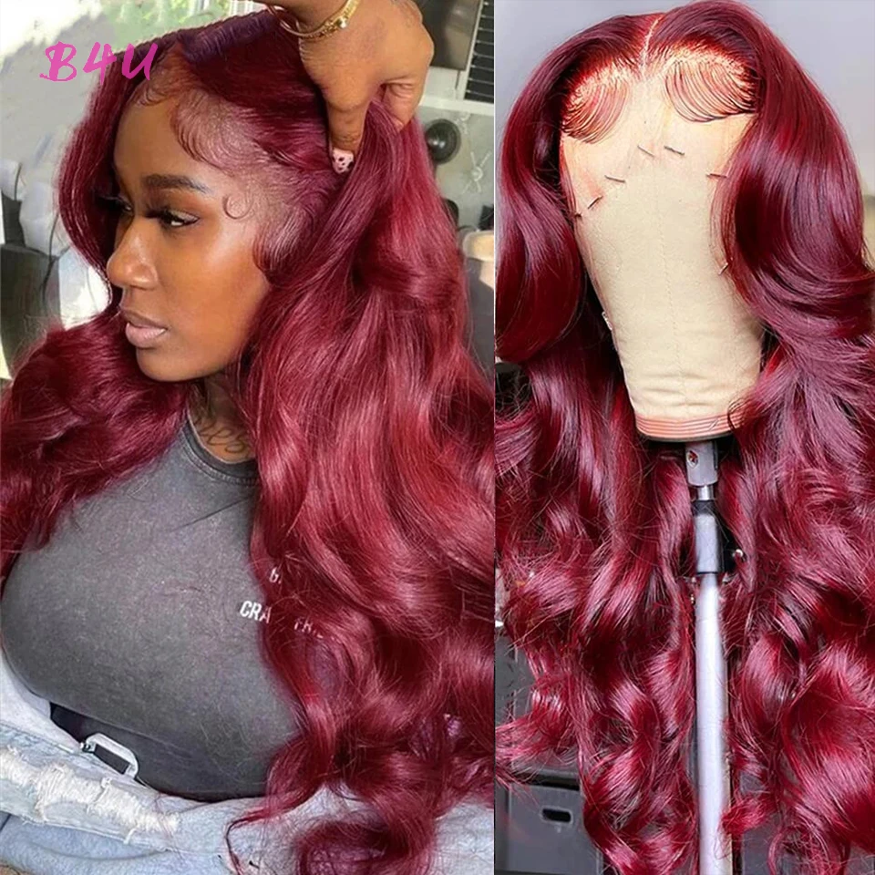 Ed Human Hair Wig 99j Deep Wave Frontal Wigs