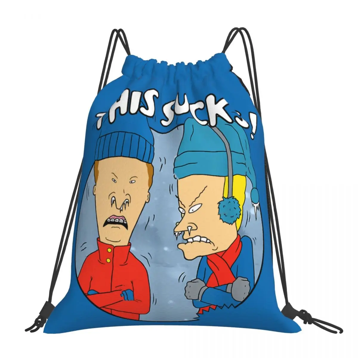 

This Sucks Portrait Beavis and ButtHead Chat Hilarious Animation Print Drawstring Storage Backpack Teenager Travel Bag Pocket