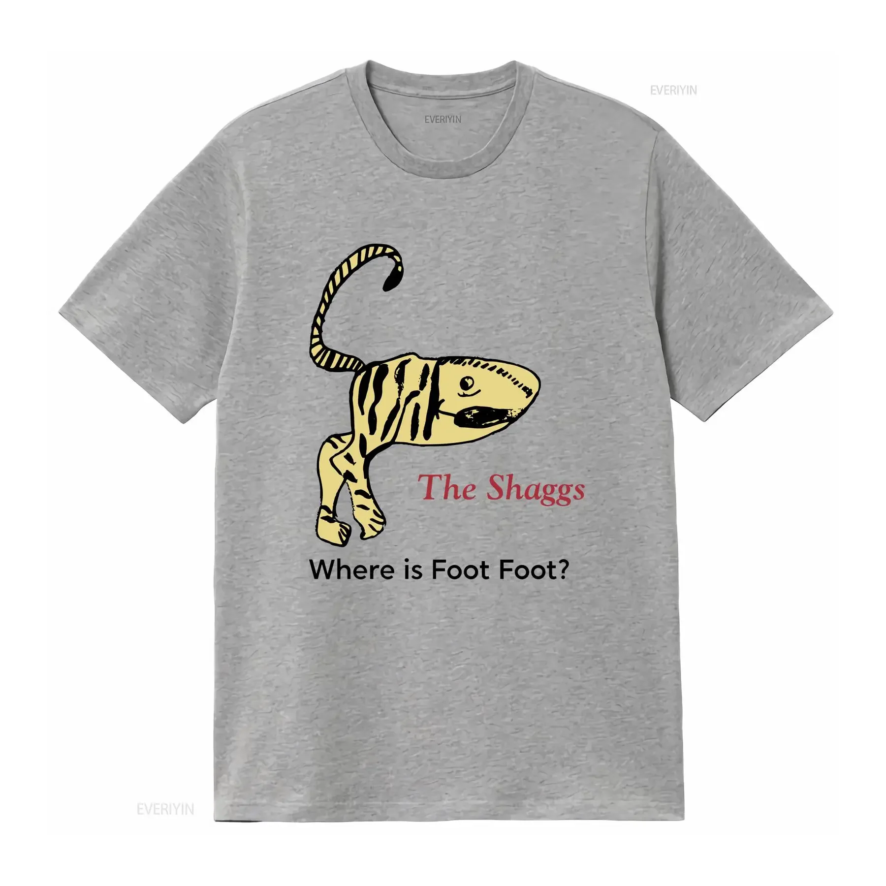 Фото Футболка The Shaggs Where Is Foot, все размеры от S до 5XL, LL776, винтажная, с эффектом потертости, универсальный топ для повседневной носки, стильная мужская модель, слегка свободного кроя. №3