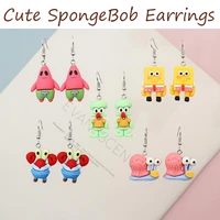 fashion kawaii spongebobed earrings cute cartoon anime pendants earrings jewelry toys for girls gifts