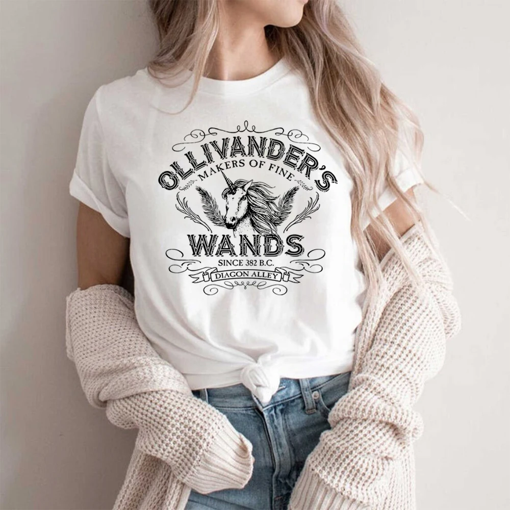 

Cute Wizard T-shirt Ollivanders Wand Shirt Magic Alumni Wizard School Inspired Tee Draco Malfoy Shirt Streetwear Women Top