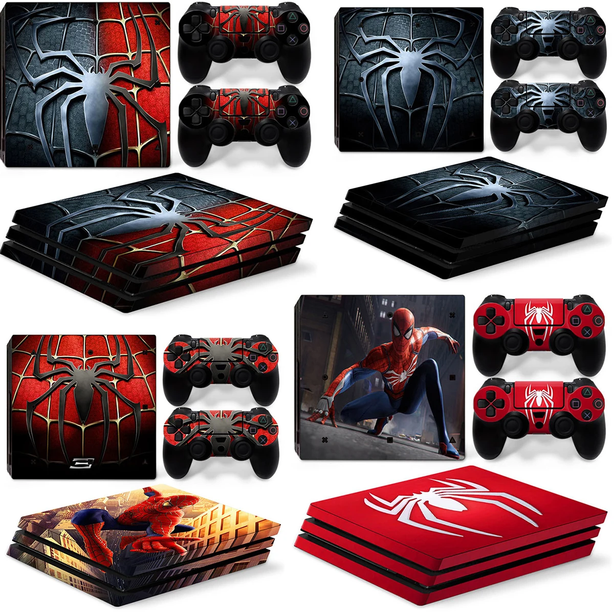 Виниловая наклейка Marvel Spiderman Venom для консоли PS4 Pro и 2 контроллеров, наклейка на корпус и аксессуары для игры.