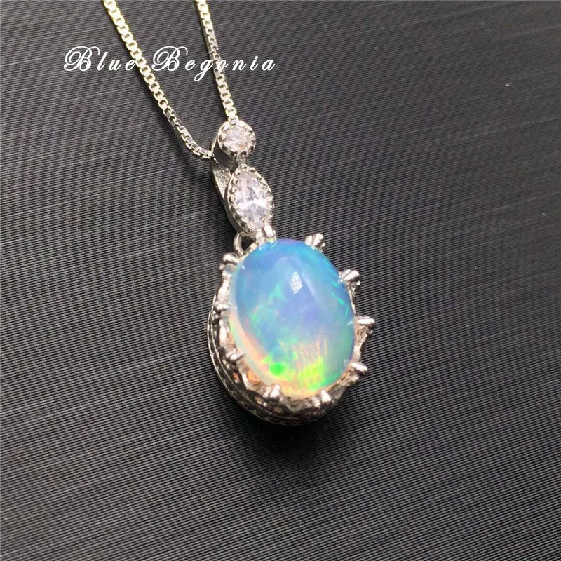 

Natural Opal Pendant for Women Anniversary Girlfriend Gift 7*9MM Genuine Gemstone Necklace Fine Jewelry 925 Sterling Silver