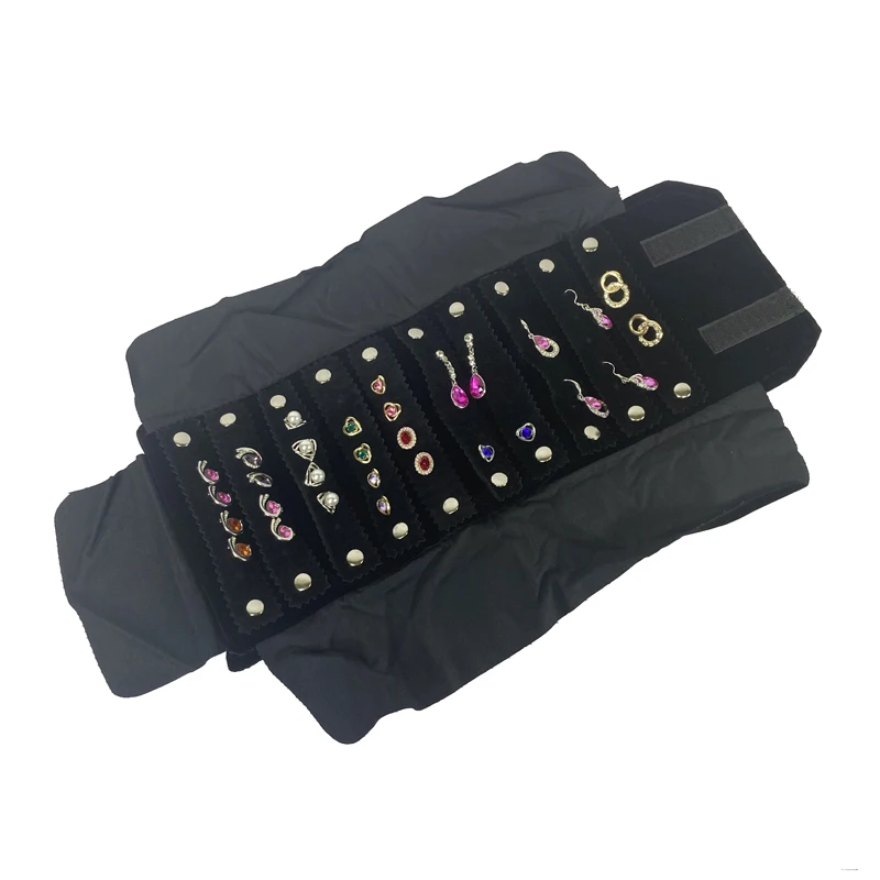

Velvet Jewelry Roll Bag For Earring Storage Box Pendant Jewelry Storage Portable Earring Display Box