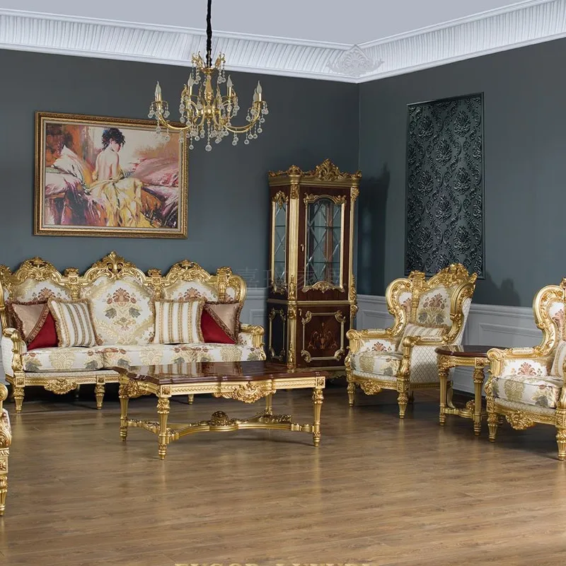 

Роскошный Европейский диван из массива дерева на заказ, Комбинированная ткань, резьба, Французский дворец, вилла, гостиная, роскошный диван,...