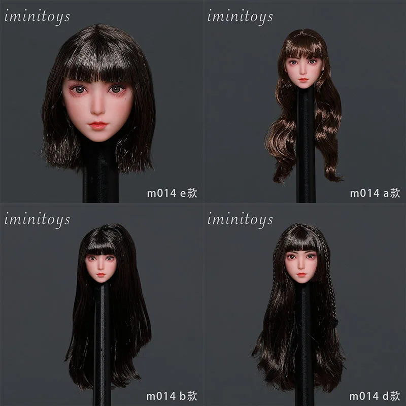 

Iminitoys M014 1/6 Female Soldier Cute Sexy Girl Beauty Head Sculpture Planted Long Hair Carving Model Fits 12'' Action Figure