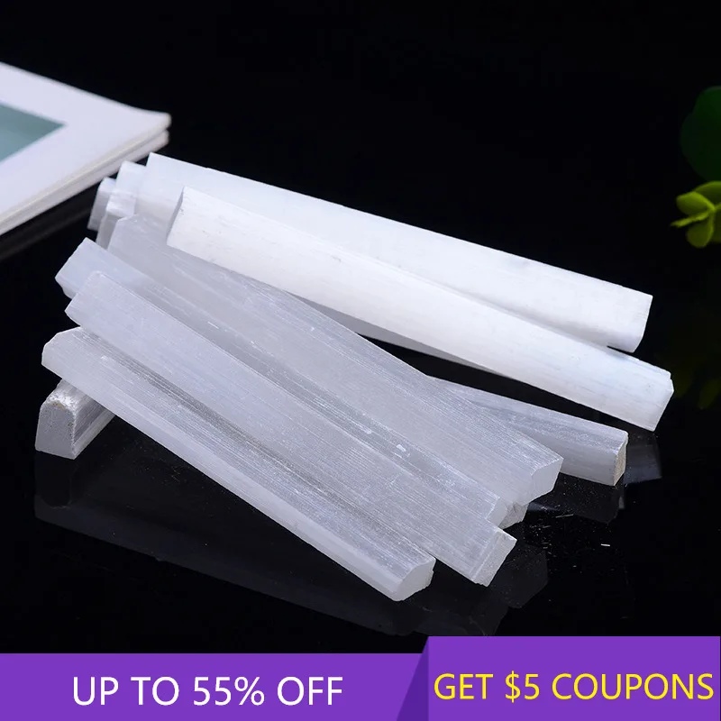 

70-90mm Natural Monocrystal Selenite Crystal Point Stick Wand White Gypsum Quartz Rough Minerals Specimen Healing Stone Obelisk