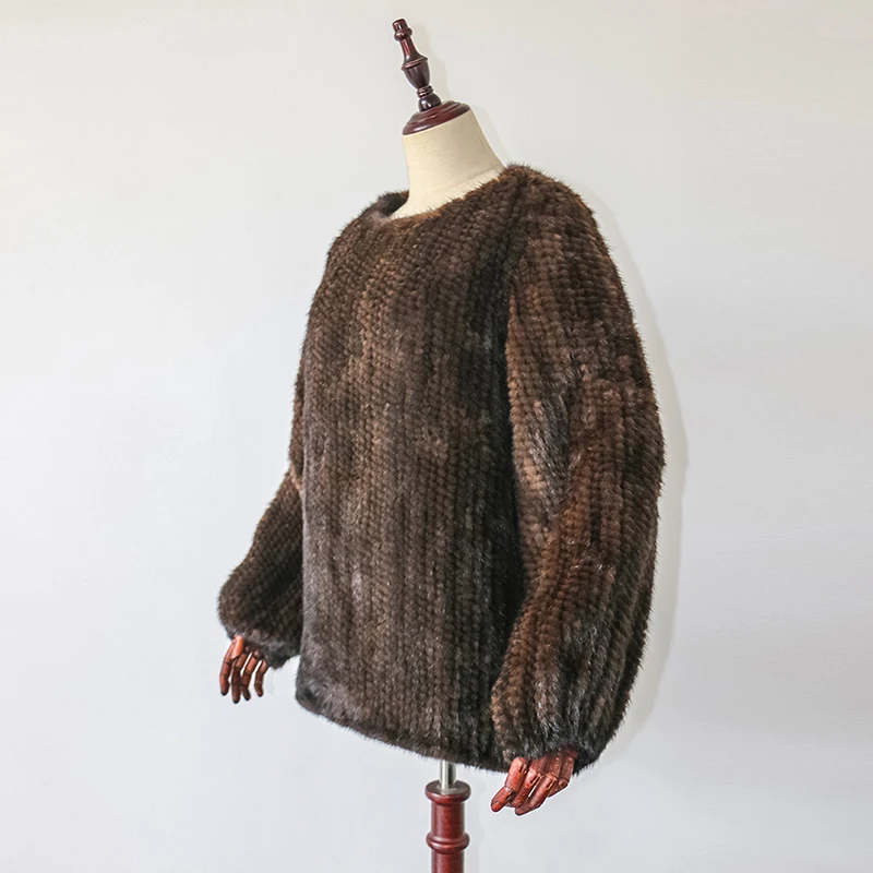 Новая стильная женская куртка из натурального меха норки модное вязаное