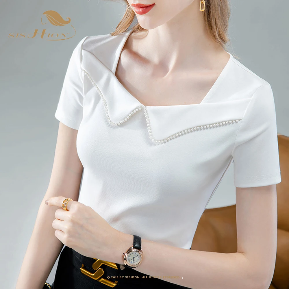 Женская Винтажная летняя футболка SISHION VD3059 с квадратным вырезом и коротким