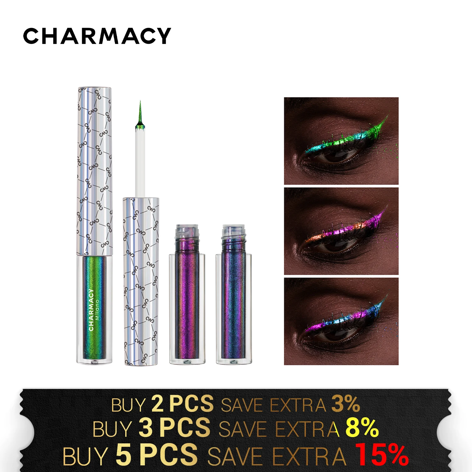 Хамелеоновая водостойкая жидкость CHARMACY, яркий стойкий пигмент, подводка для глаз с защитой от пятен, Косметика для макияжа для женщин