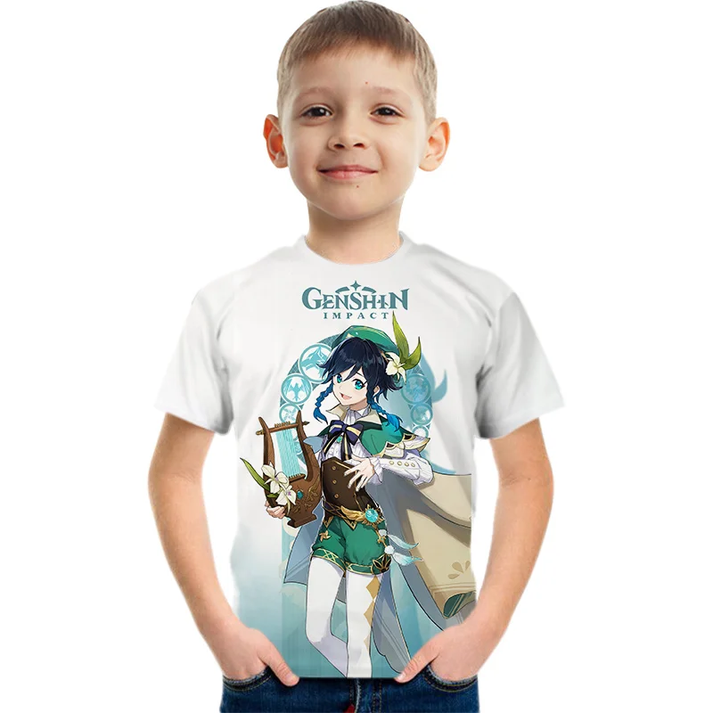

New game Graphic print Genshin Impact T Shirts boys Summer Casual Short Sleeve T Shirt mother kids girls of 14 years shirts