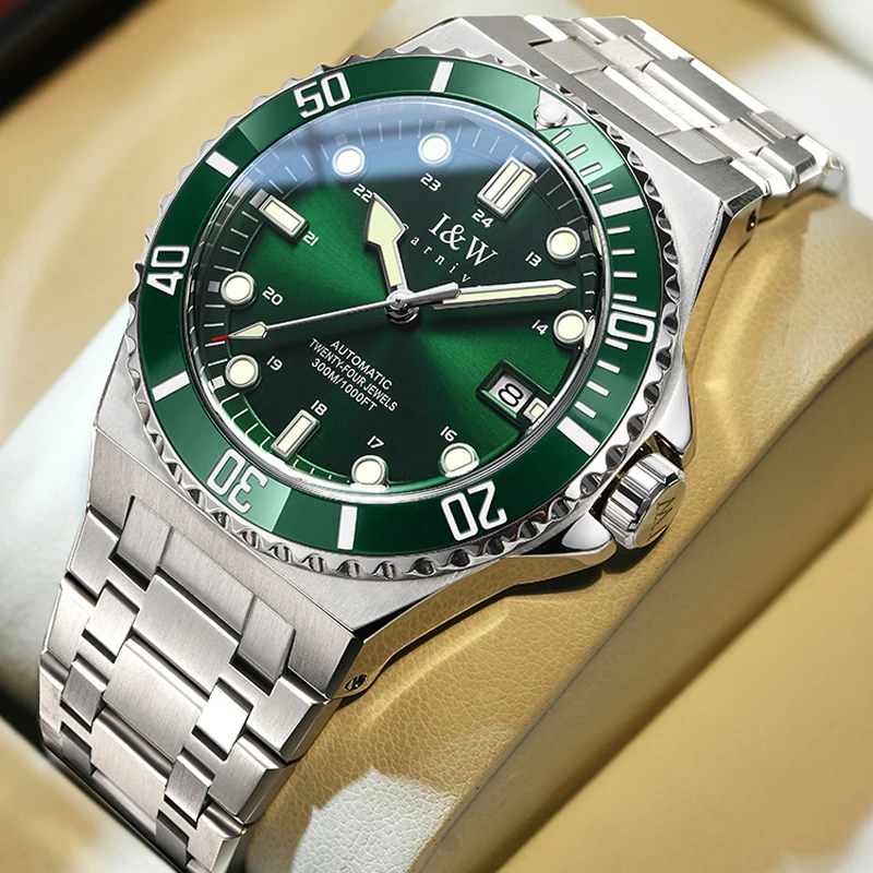 Часы мужские механические с сапфировым стеклом водонепроницаемые до 300 м