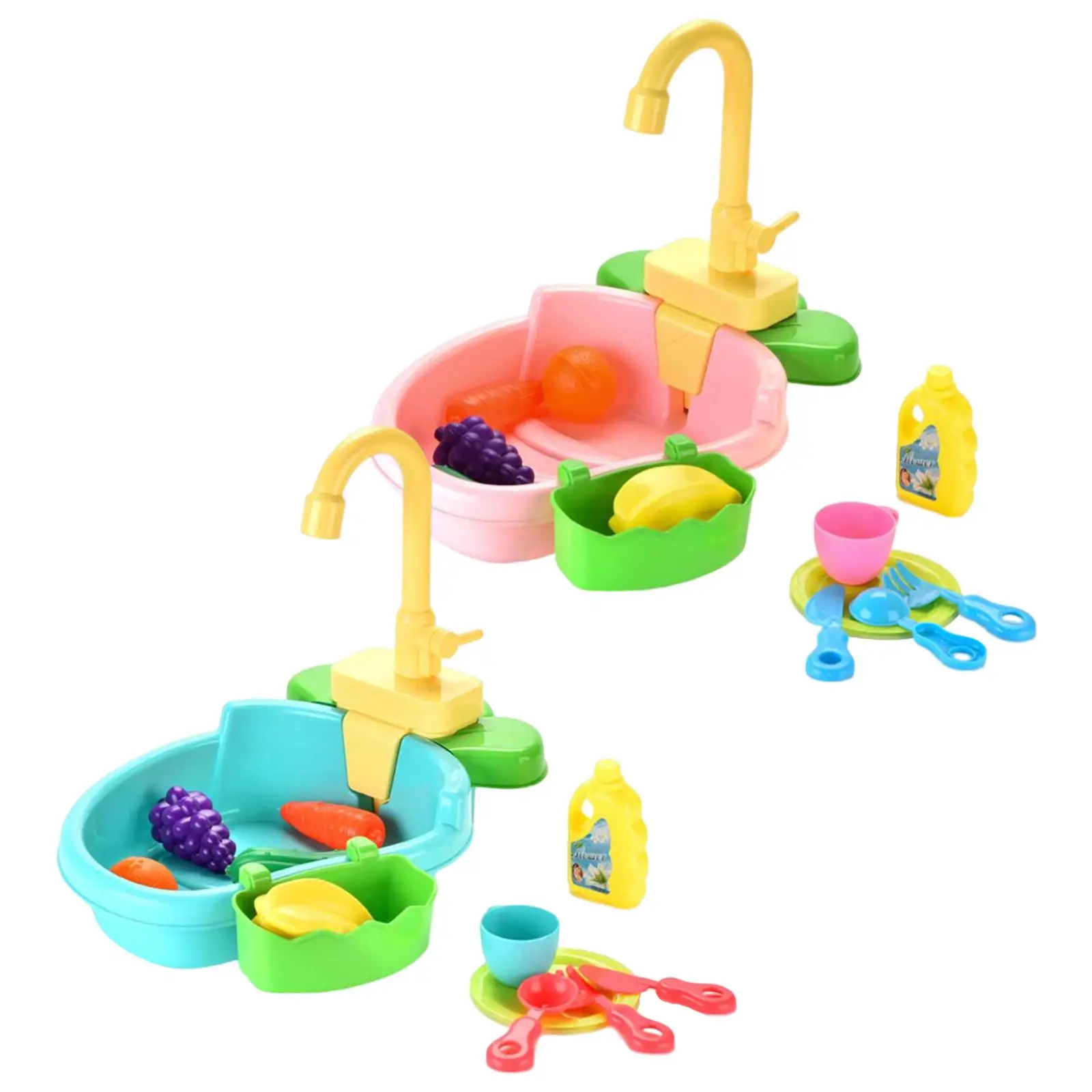 

Children Play Sink Role Play Set Automatic Faucet and Accessories Electric dishwash Playing Toy Bird Baths Tub for Parrots