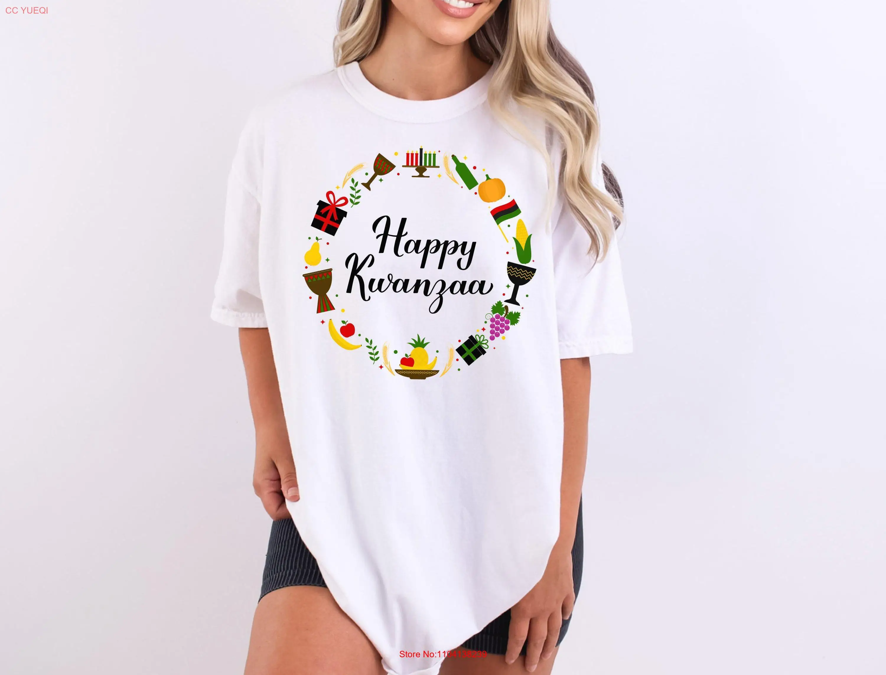 Футболка Happy Kwanzaa в африканском стиле черная история празднование иудаизма