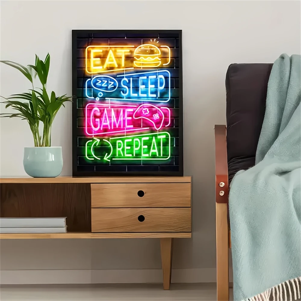 1 шт. неоновая цветная вывеска с принтом игровой контроллер деревянная украшение
