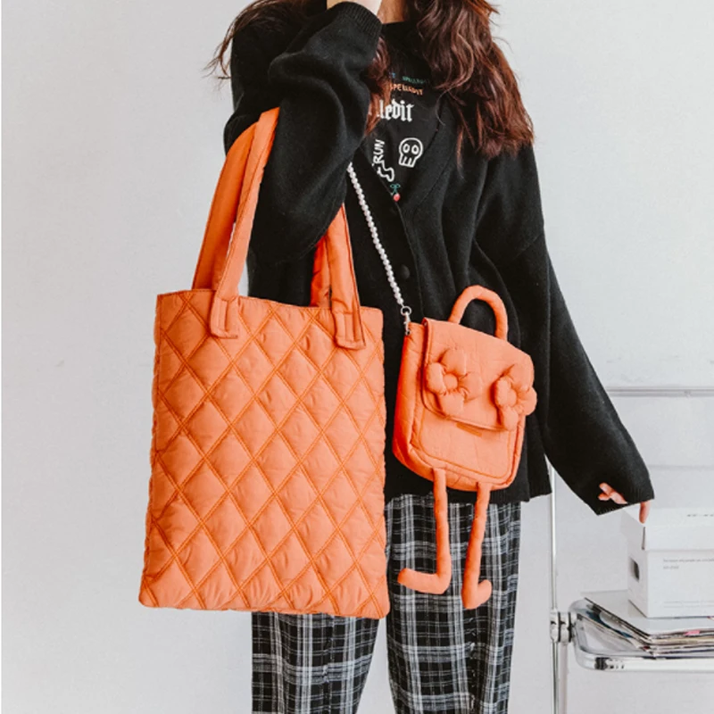 

Design Detachable Cartoon Women Handbag Messenger Bag Popular Down Material Single Shoulder Bag Lovely Women's Bag