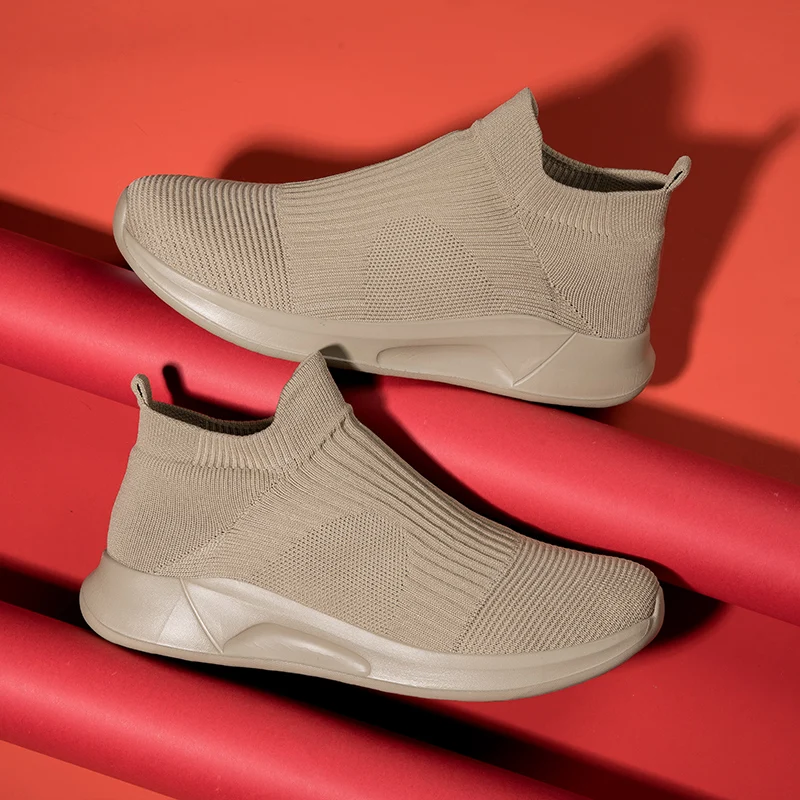 

2023 Spring Autumn New Mesh Casual Shoes Outdoor Thick Sole Fashion Socks Shoes Men's Sports Vulcanized Shoes Tenis Masculino
