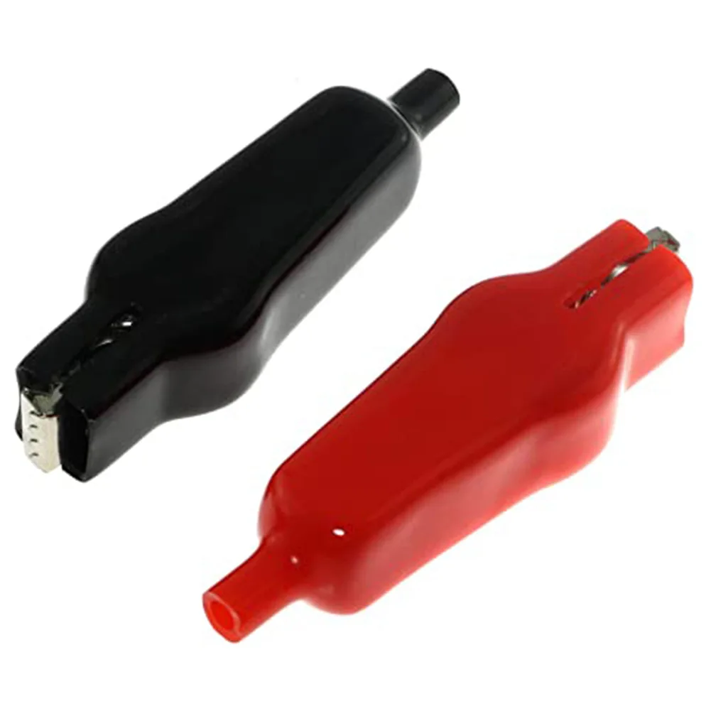 

2pcs 20A Alligator Clip Crocodile Electrical Clamp Testing Probe Meter Black Red With Plastic Boot Car Battery Clips