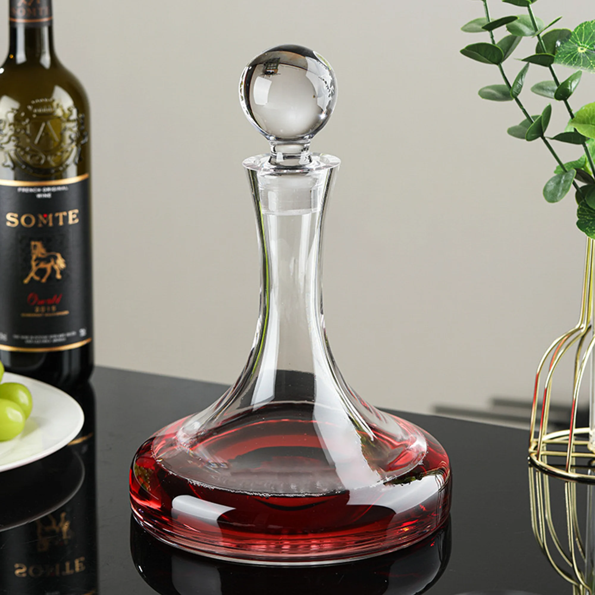 Л Хрустальный графин для вина без свинца | Высокий с наклонной крышкой Легко