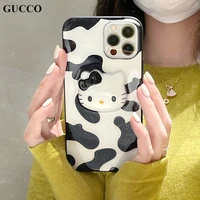 sanrio hello kitty black milk white phone case for iphone 13 12 11 pro xs max xr x se 7 8 plus cases luxury cute girls y2k women