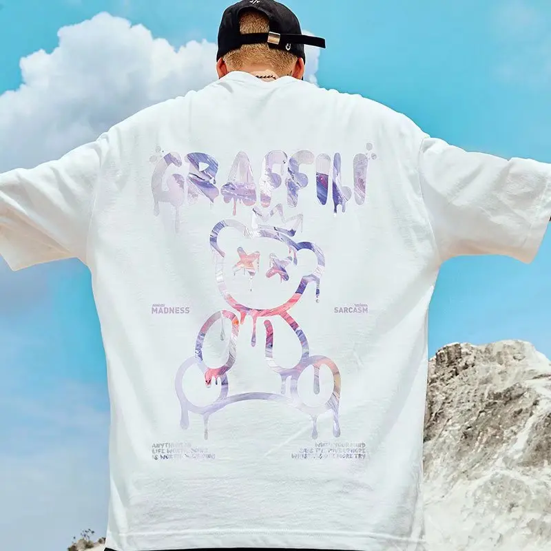 

Short sleeved men's large summer loose fashion fashion brand men's clothes fat plus half sleeved lovers' American T-shirt