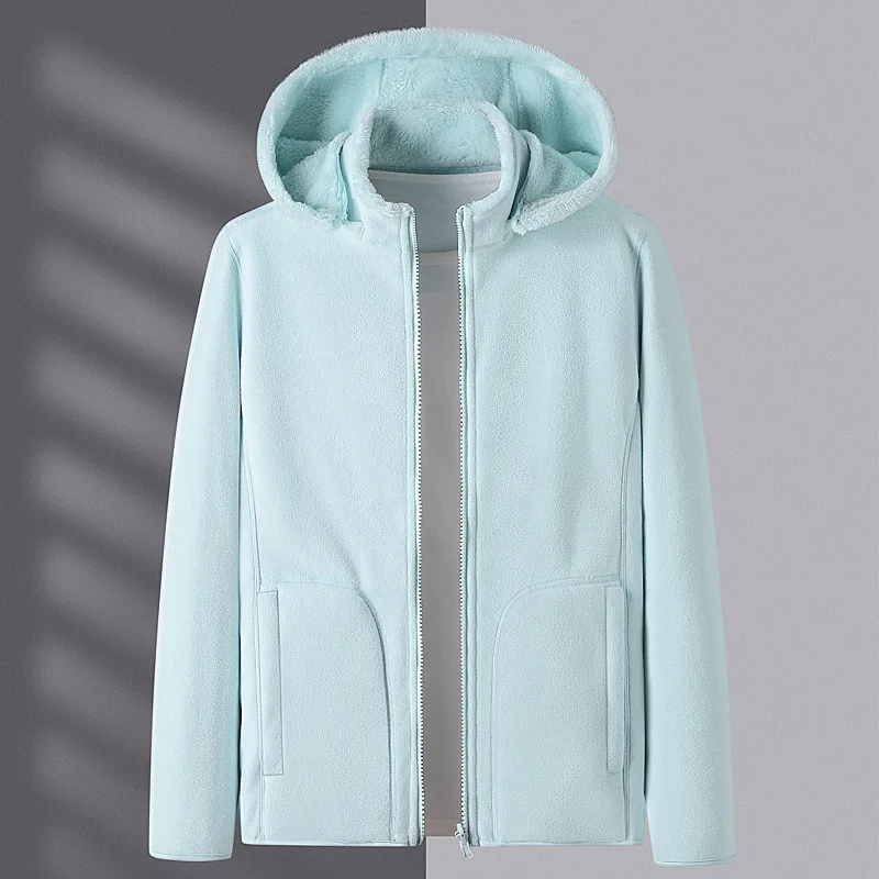 

Reversible Women Winter Fleece Jacket Warm Casual Parka Plus Size Jacket Coat Ladies Thermal Polar Coral Fleece Hooded Jacket