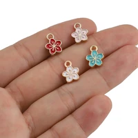10pcslot enamel flower charms cherry blossoms flowers pendants for jewelry making diy earrings necklaces handmade material