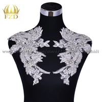 fzd 1 pair rhinestones silver bodycon patches and stones crystal bodice apparel for wedding diy decorative for evening dress