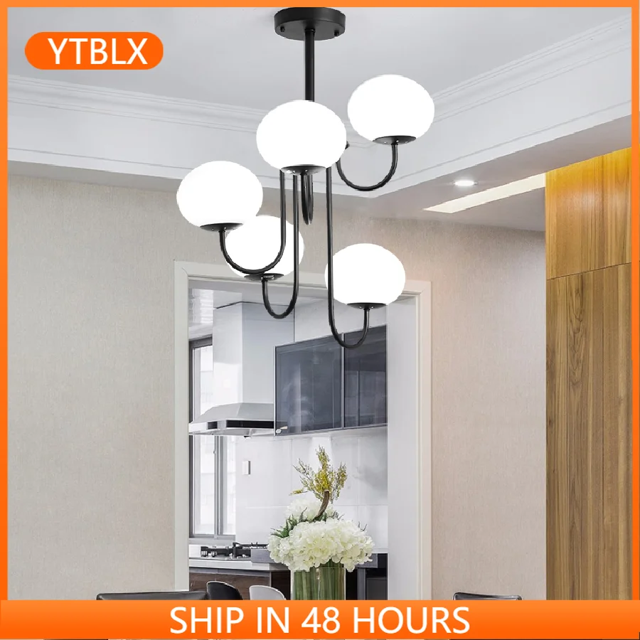 

Nordic White Glass Bulb Led Chandelier For Living Room Bedroom Dining Kitchen Island Home Decor Modern Luxury Hanging Lamp E27