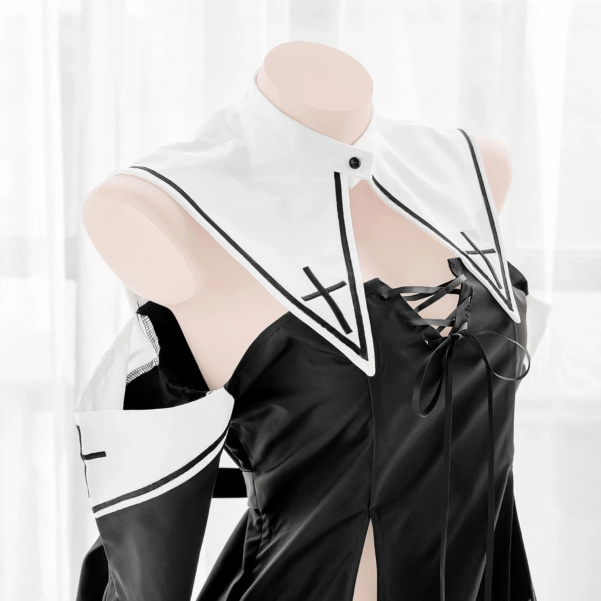 Женская ночная сорочка без бретелек с разрезом открытой грудью - купить по