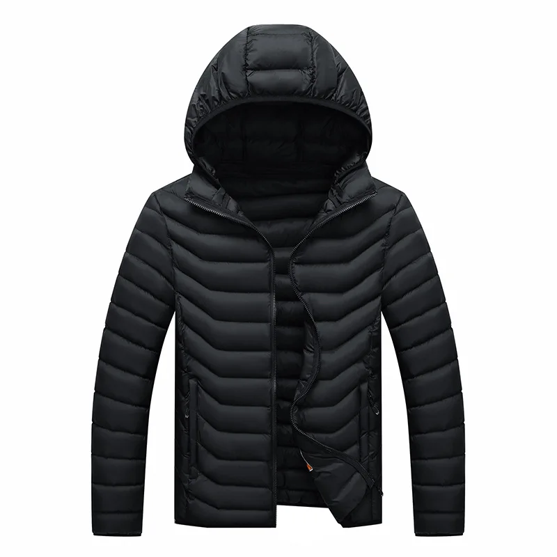 

Autumn Zipper Hooded Jackets Men Lightweight Cotton Padded Coats Winter Men Warm Black Puffer Jacket Clothes