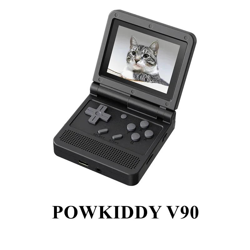

POWKIDDY V90 3-Inch IPS Screen Flip Handheld Console Dual Open System Game Console 16 Simulators Retro PS1 Kids Gift 3D New Game