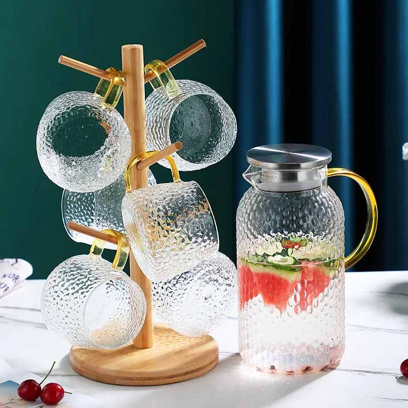 

1-1.9L Cold Kettle Glass Large Capacity Rice Grain Grain Kettle Heatable Glass Set Cool White Kettle Household Cup Water Bottle