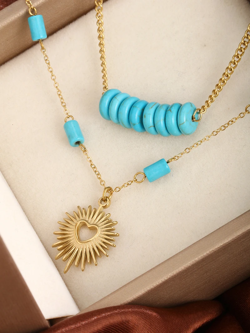 Цепочка с подвеской из натурального камня ожерелье для женщин нержавеющей стали