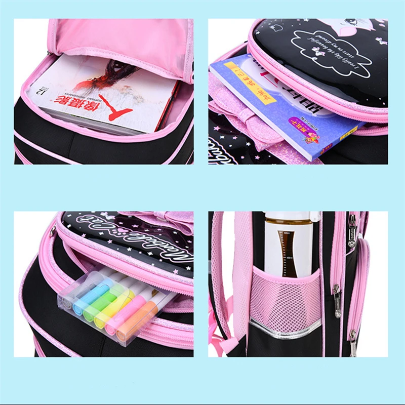 MRLD Toddler Backpack Class Bags For Girls Cat Bag Student Bag School 1-3-6 Grade Backpack 6-12 Years Old Cute Kids Backpack