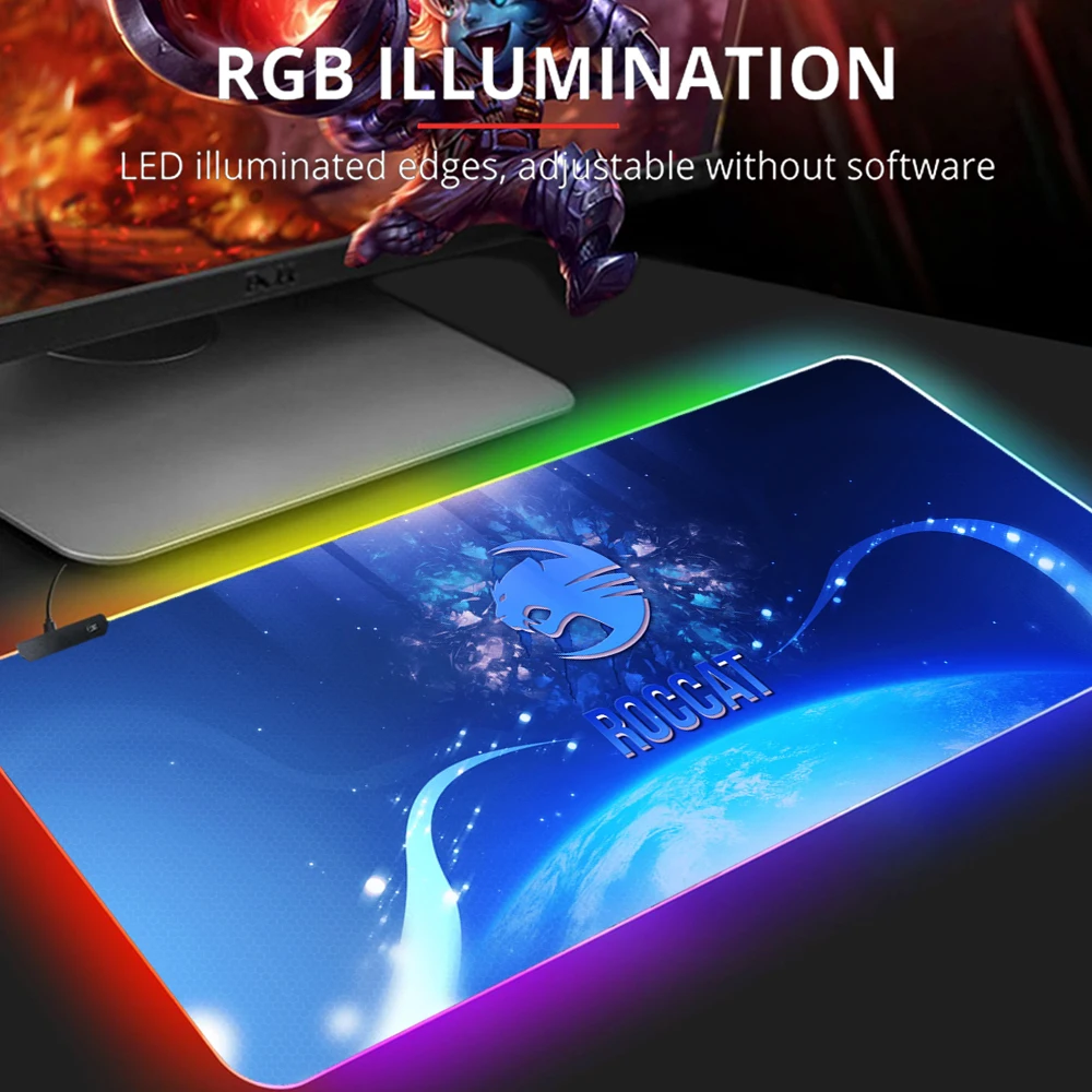 Игровой коврик для мыши Roccat RGB геймерский компьютерный с подсветкой большой