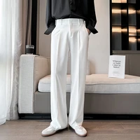 grey white black suit pants men slim fashion social mens dress pants korean loose casual straight pants mens formal trousers