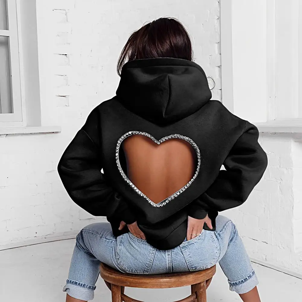 

Winter Hoodie Creative Loose Backless Solid Color Spring Hoodie for Party Lady Autumn Hoodie Women Hoodie