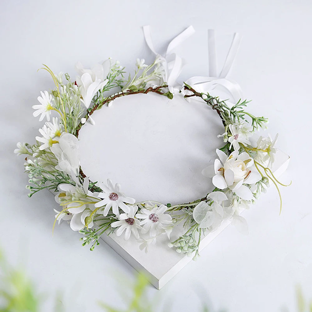 

2022 New Wreath Garland For Women Bridal Tiara Vintage Bohemian Vacation Simulation Wreath Summer Wedding Bridal Headwear Girls