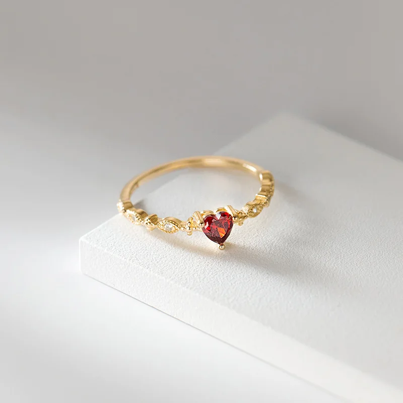 

S925 Серебряное темпераментное кольцо с Красным бриллиантом для влюбленных обручальные кольца для пар кольца с бриллиантами для женщин