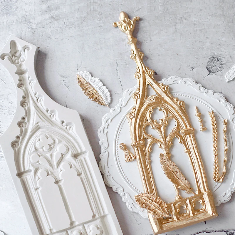 

Gothic Style Church Window Feather Cake Mold Cake Tool Fondant for Kitchen Baking Decoration Molds Cake mould