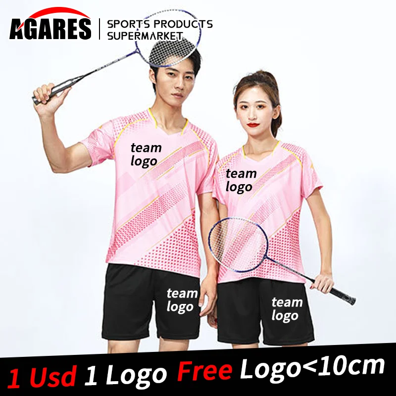 

New Badminton suit Men's and Women's top Table Tennis Tennis Shirt Summer Running Breathable Quick Drying Match Custom Suit