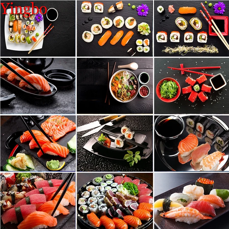 

5D алмазная живопись лосось суши полная квадратная Алмазная вышивка крестиком Мозаика стразы набор для творчества домашний декор