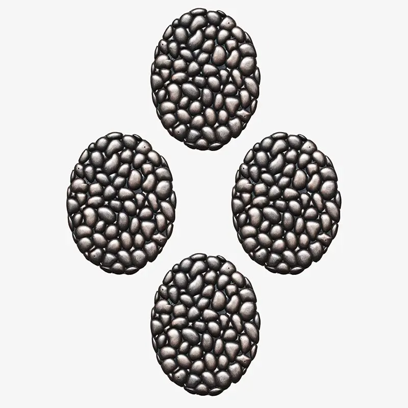 

Functional-Garden Stepping Stone Mat Round, Natural Rubber Heavy-Duty Hand Finished Design 12"X12" Set of 4, Stones Bronze