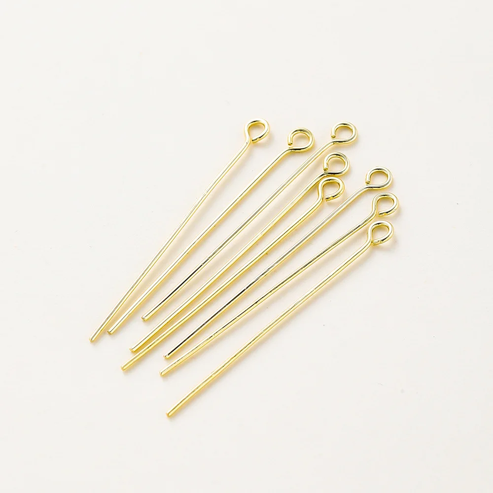 

100pcs 14K 18K Gold Plated T needle 9 word needle round head needle DIY manual accessories flat head bead head beaded mater ial