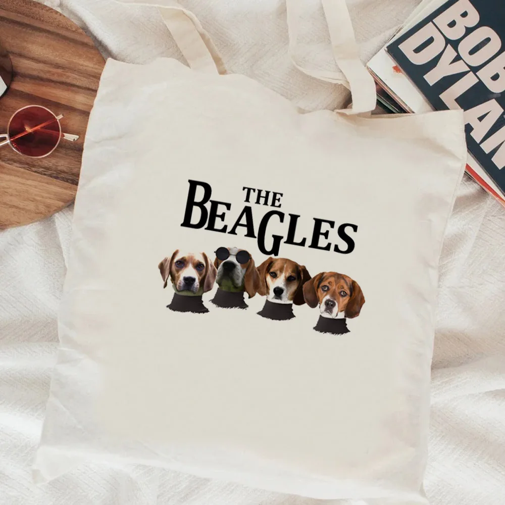 Фото Сумка для покупок Beagle, Холщовая Сумка-тоут, многоразовая сумка, сумка-тоут, сумка-шоппер №1